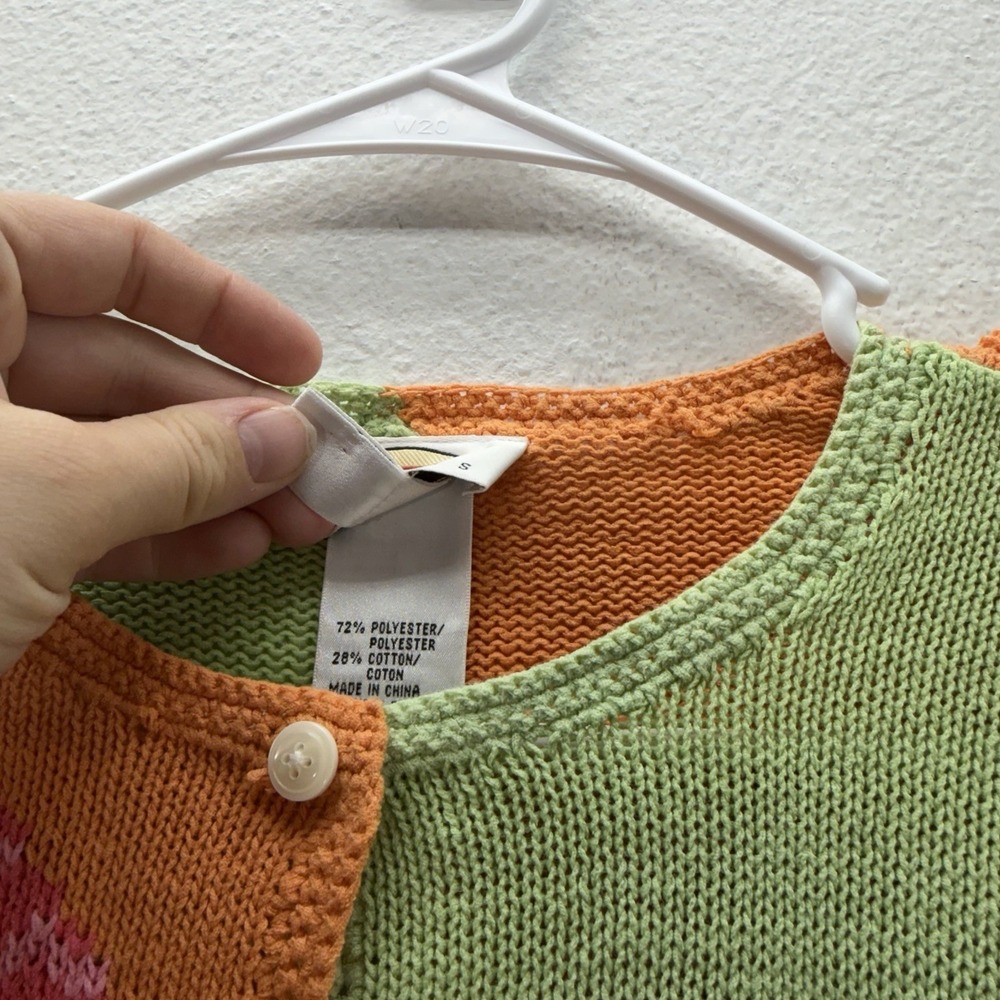Talbots Artsy Knit Button Up Sweater Art To Wear Whimsical Cardigan Sz M Pastel - Picture 4 of 6
